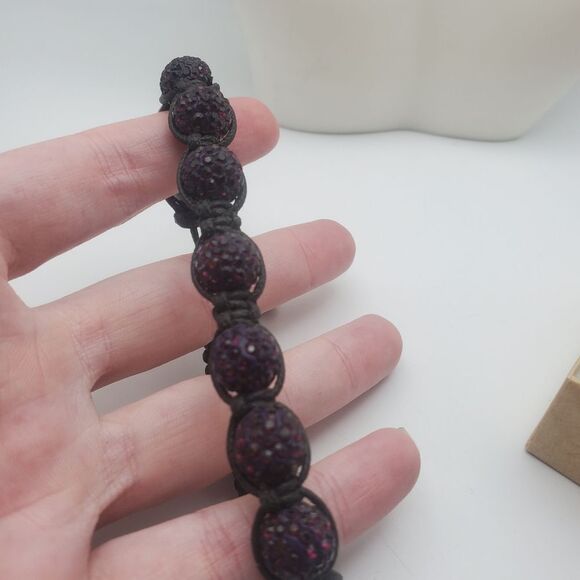 Purple garnet rhinestone ball paracord bracelet - Picture 2 of 3